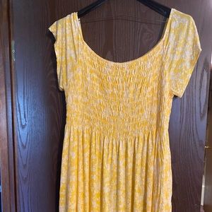 Lane Bryant Yellow and White off the shoulder dress with pockets